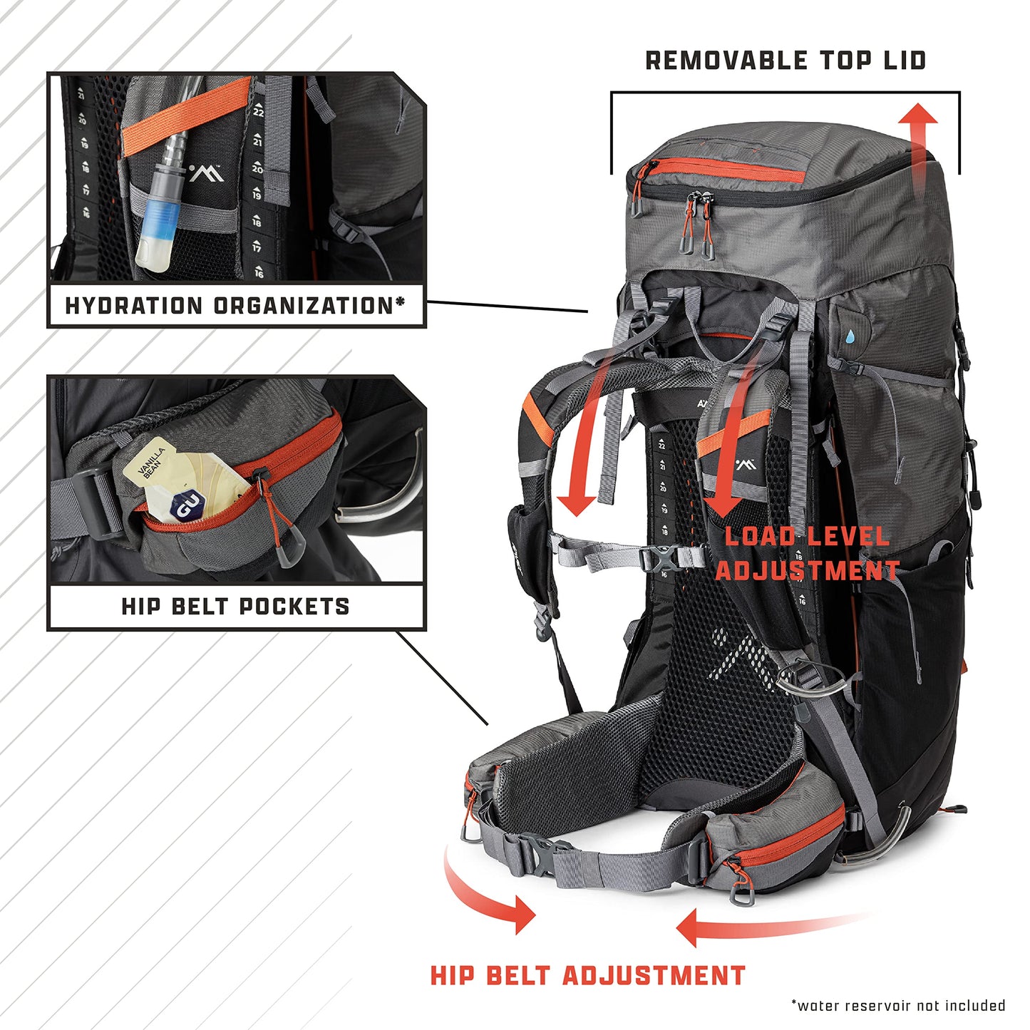 AMPEX Hiking Backpack | Camping Essentials Lightweight Backpack for Men & Women, Travel Bag for Backpacking, Camping, Hunting and More (35 Liter)