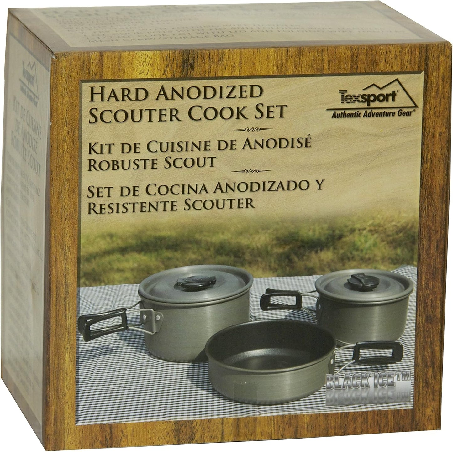 Texsport Black Ice The Scouter 5 pc Hard Anodized Camping Cookware Outdoor Cook Set with Storage Bag , Small