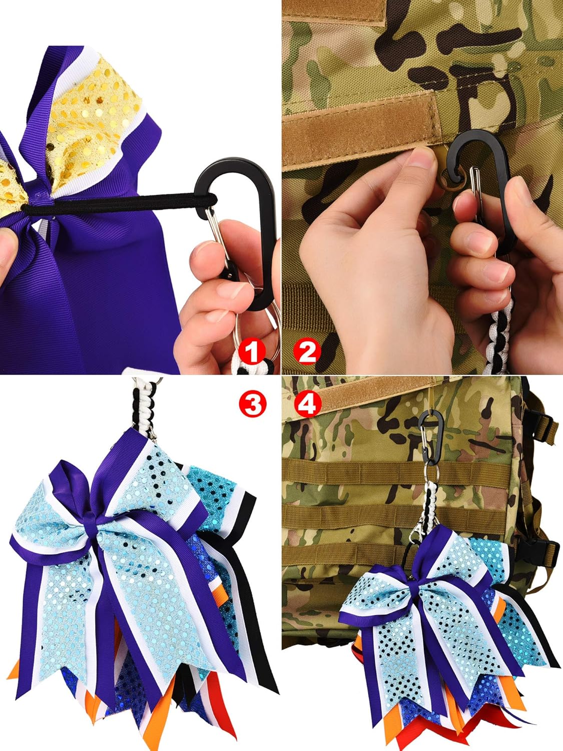 2 Pieces Paracord Cheer Bows Holder Paracord Keychain for Teen Girls Cheerleader Sports
