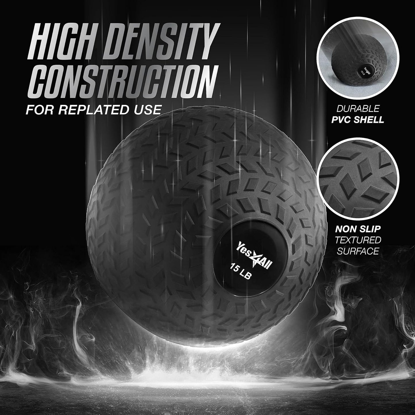 Yes4All Slam Balls, 10-40lb Weighted Ball Weight, Durable PVC Sand Filled Workout Dynamic Slam Ball for Core Strengthen