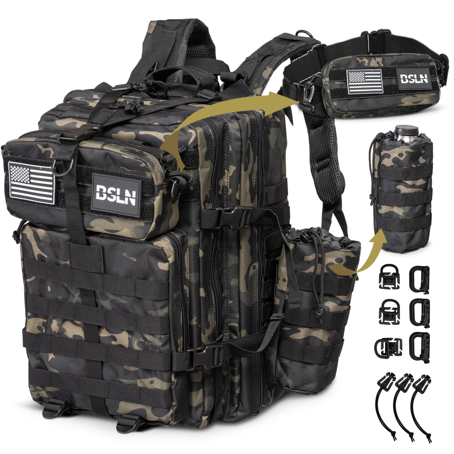 Large 45L Tactical Backpack for Men, Military Backpacks for Women, Bug out Bag Army 3 Days Assault Pack Rucksack with Molle System