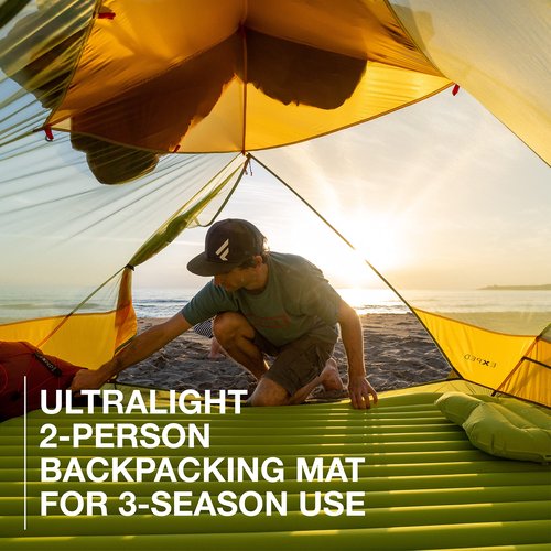 Exped Ultra 3R Duo - Lightweight Backpacking Mat for Two - Packable and Comfortable, 20 Degree 3-Season Sleeping Pad, Lichen, Duo Medium
