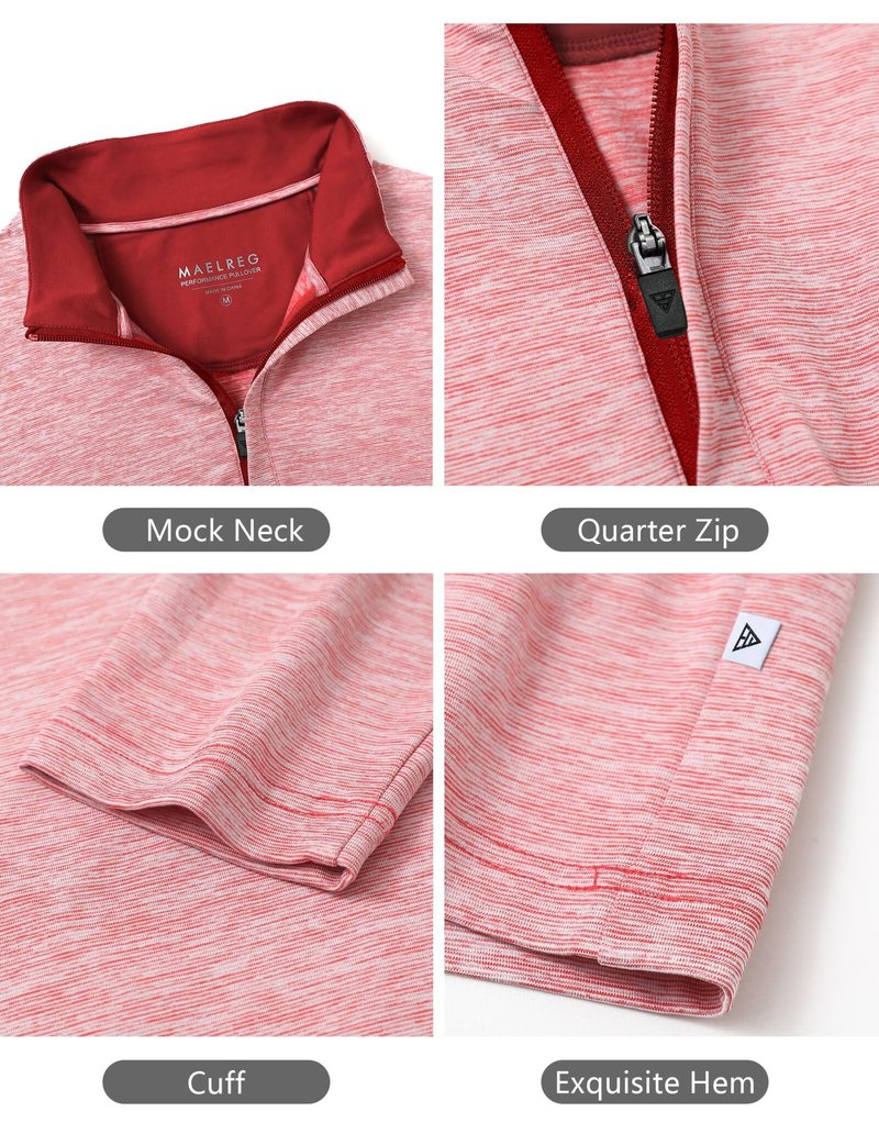 M MAELREG Sweatshirts for Men Pullover Performance Mock Neck Pin Stripe Heather Athletic Golf 1/4 Zip Pullover Mens