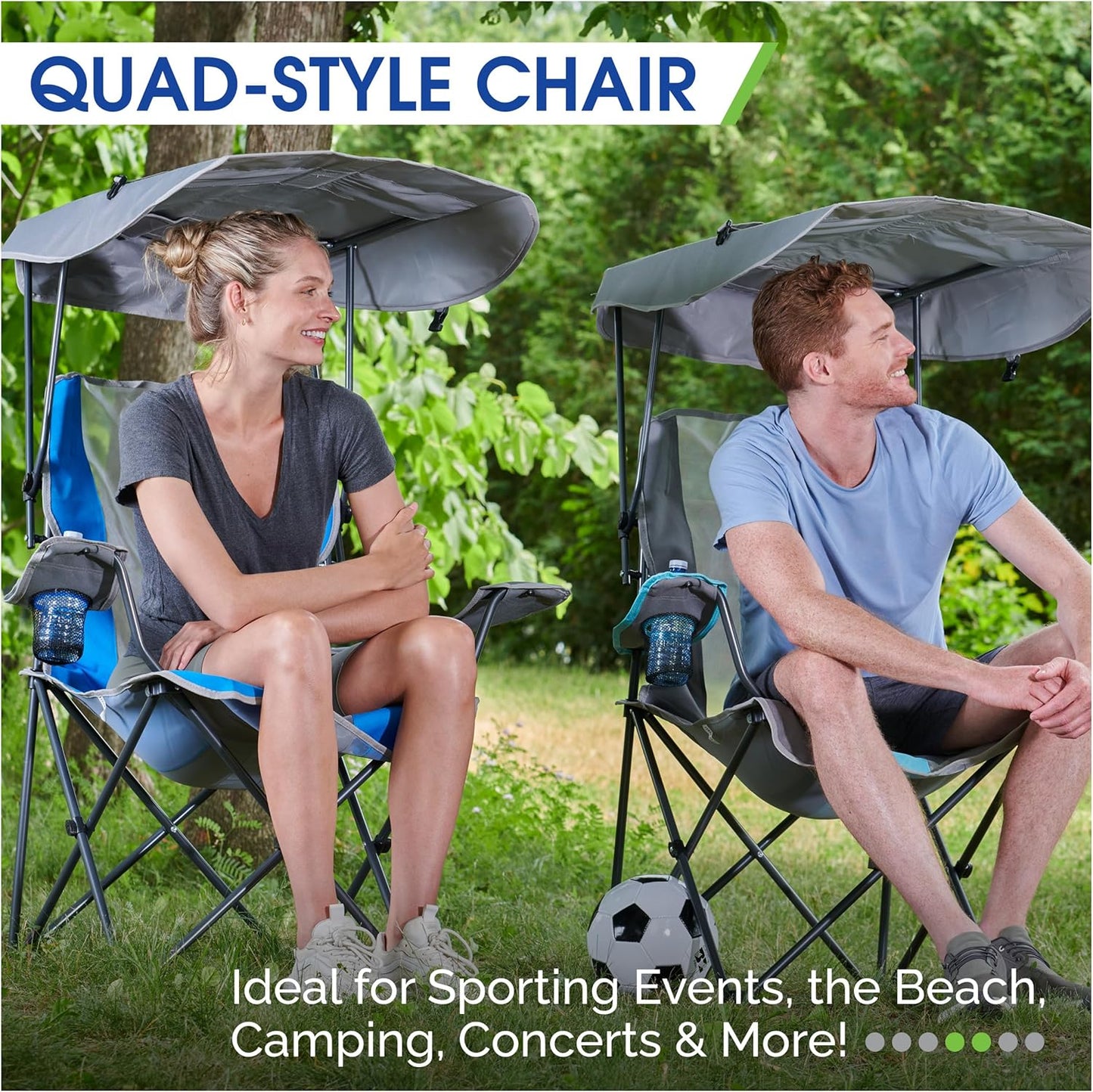 Kelsyus Original Foldable Canopy Chair for Camping, Tailgates, and Outdoor Events, Grey/Red