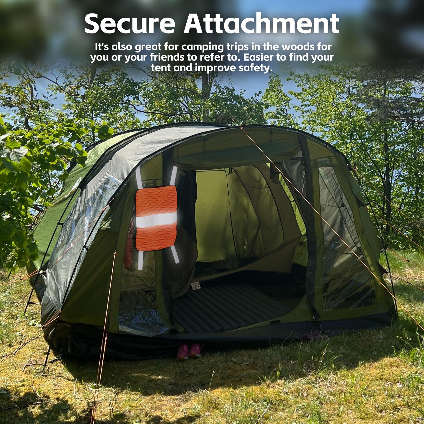 Watayo 3 Pcs Blaze Orange Safety Panel- 9 x 12 Inch Blaze Orange Panel Hunting Mesh- Orange Tent Backpack Cover Safety Panel with Reflective Strips for Field Hiking Camping Biking
