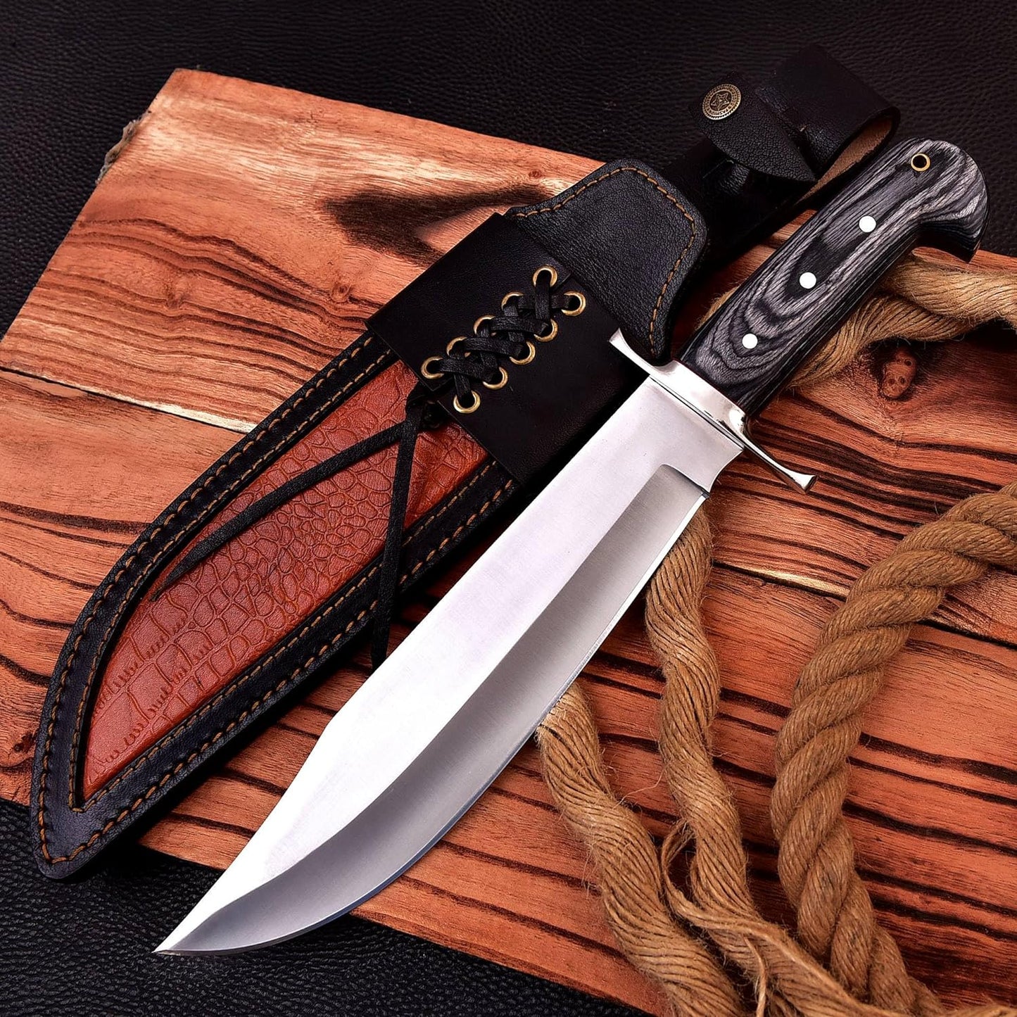 Custom Handmade D2 Steel 15.00 Inches Hunting Knife - Beautiful Rose Wood Handle (REG -1118)