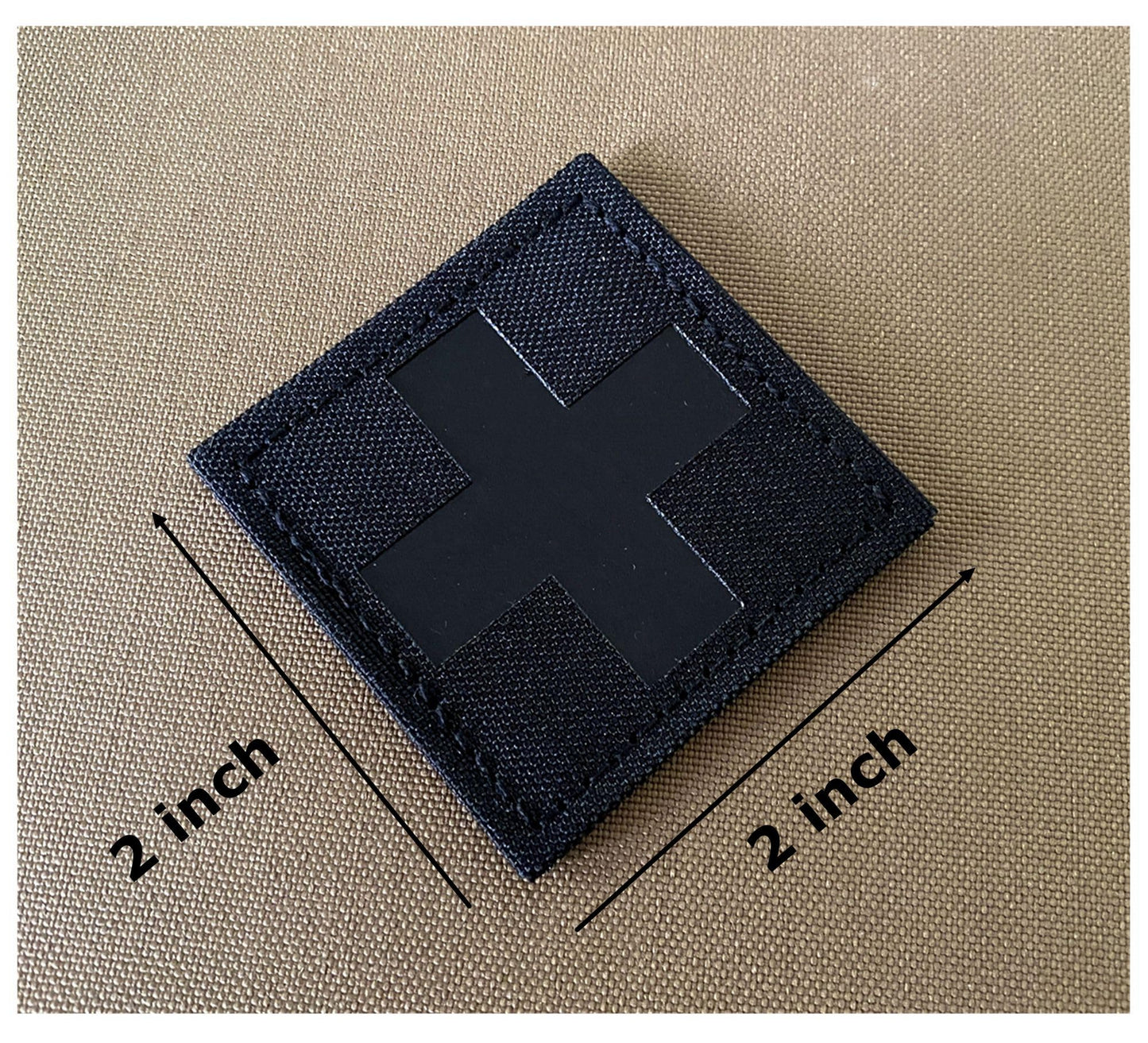 JUJUPUPS Infrared IR Reflective Medic Cross MED Medical EMS EMT Tactical Patch Fastener Patch Hook/Loop 2x2 inch (Black)