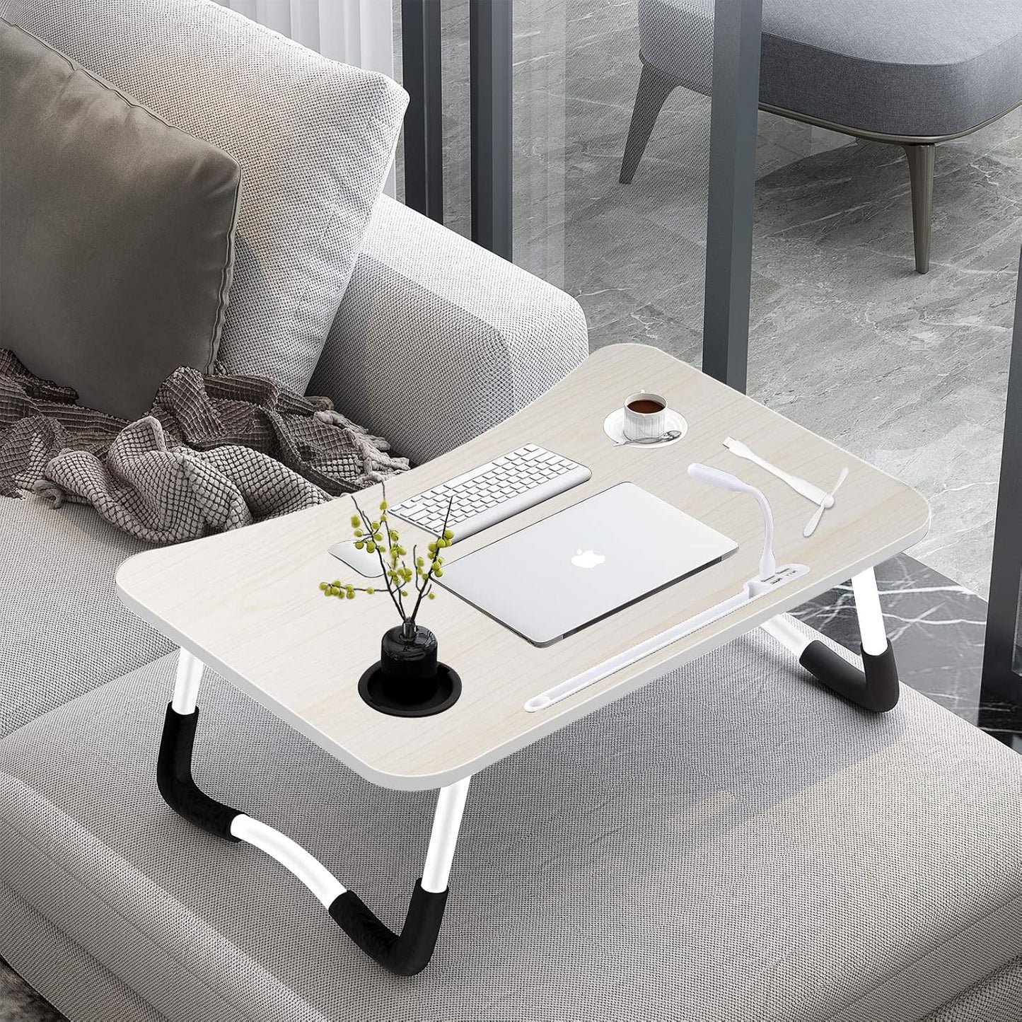 Laptop Bed Desk,Portable Foldable Laptop Lap Desk Tray Table with USB Charge Port/Cup Holder/Storage Drawer,for Bed/Couch/Sofa Working, Reading