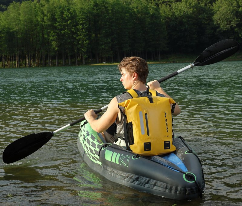 MARCHWAY Roll Top Waterproof Backpack, Floating Dry Bag 20L/30L/45L with Ergonomic Rectangular Base, Cushioned Back, Hip Strap for Hiking Camping Kayaking Travel (Yellow, 20L)