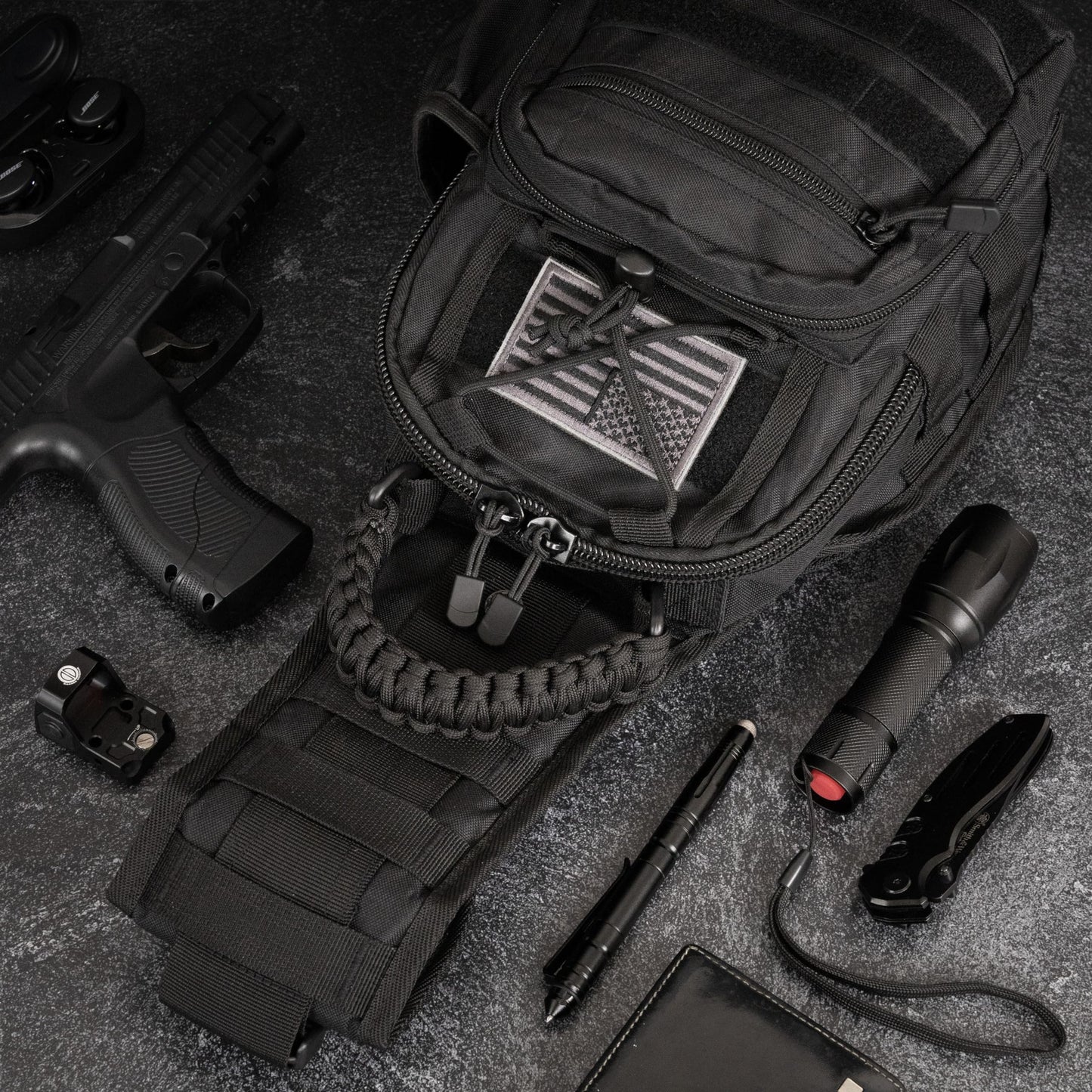 Sling Bag for Men - Lightweight & Compact EDC Gear Bag for Travel, Range, Hiking, Outdoor Sports - Weatherproof and Durable Nylon Crossbody Range Bag Day Pack - Black CCW Sling Bag