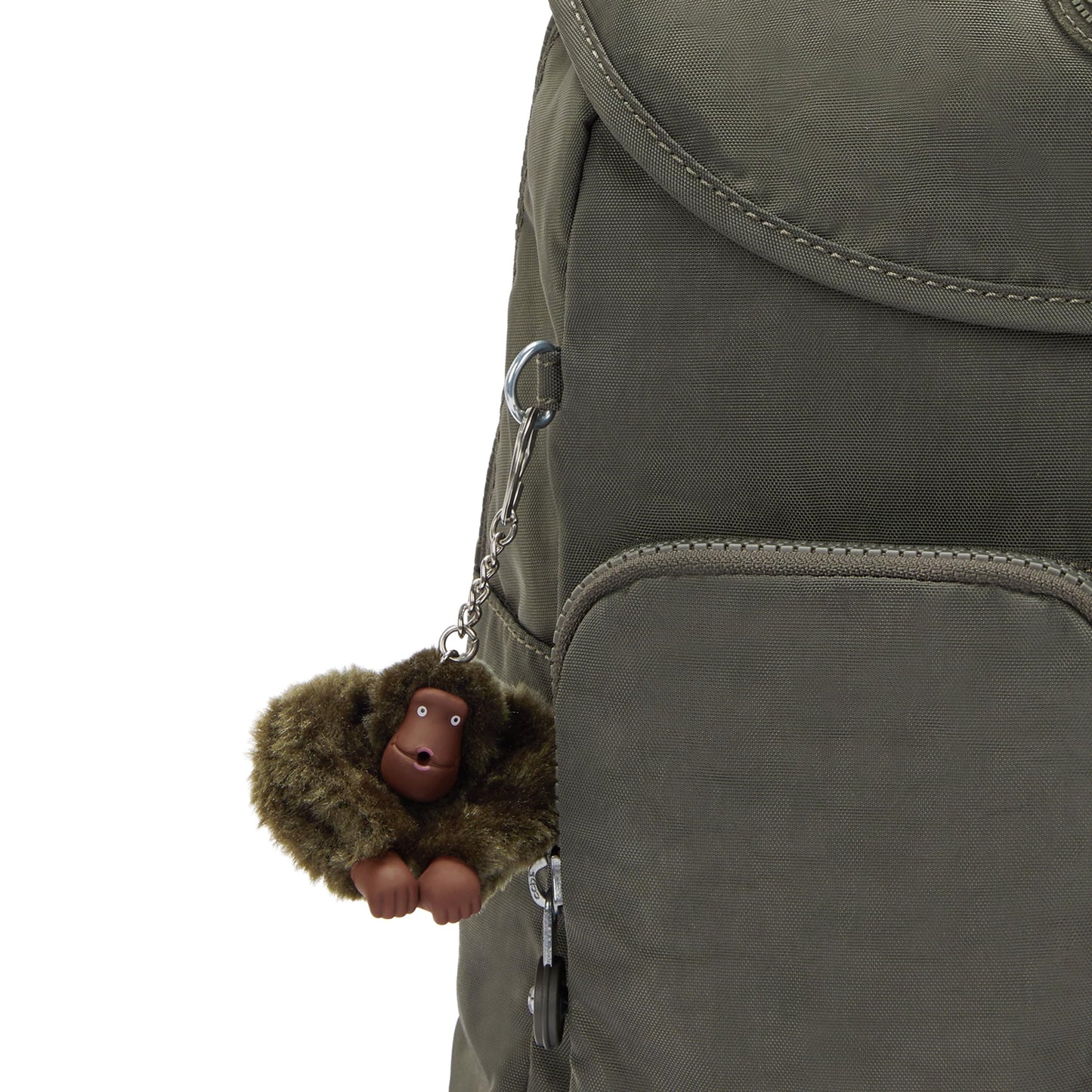 Kipling Women's Fiona Medium, Adjustable Straps, Flap Closure, Top Carry Handle, Backpack, Field Green, 13.25''L x 13.25''H x 6''D