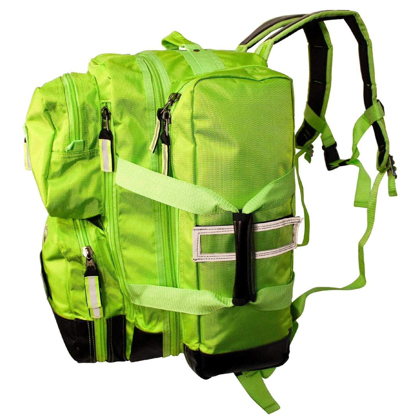 Kemp USA Ultimate EMS Backpack - Emergency Supplies - EMT Bag Fits BLS/ALS Equipment and D Tank Oxygen Cylinder - Multiple Grab Points, Chest & Waist Support Straps & Color-Coded Pouches (Neon Green)