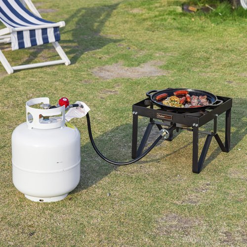 OuterMust Outdoor Propane Burner Heavy Duty Propane Gas Stoves for Cooking with 10 PSI Regulator and Cast Iron Braided Holes Perfect for Home Brewing, Crawfish Boiler, Turkey Fryer and Seafood Boiler