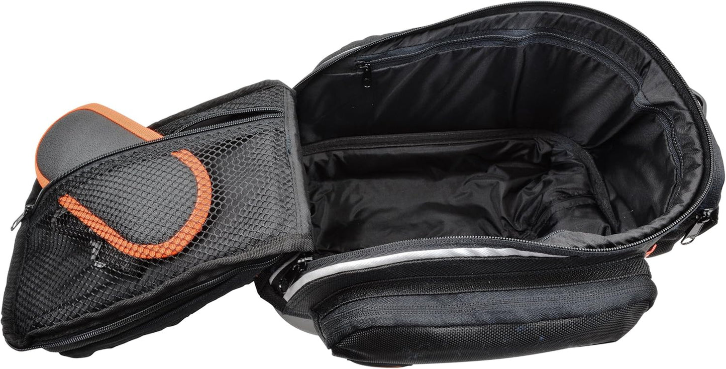 Ibera 2 in 1 PakRak Commuter Bicycle Trunk Bag with Expandable Panniers, Clip On Quick Release Design and Detachable Shoulder Strap