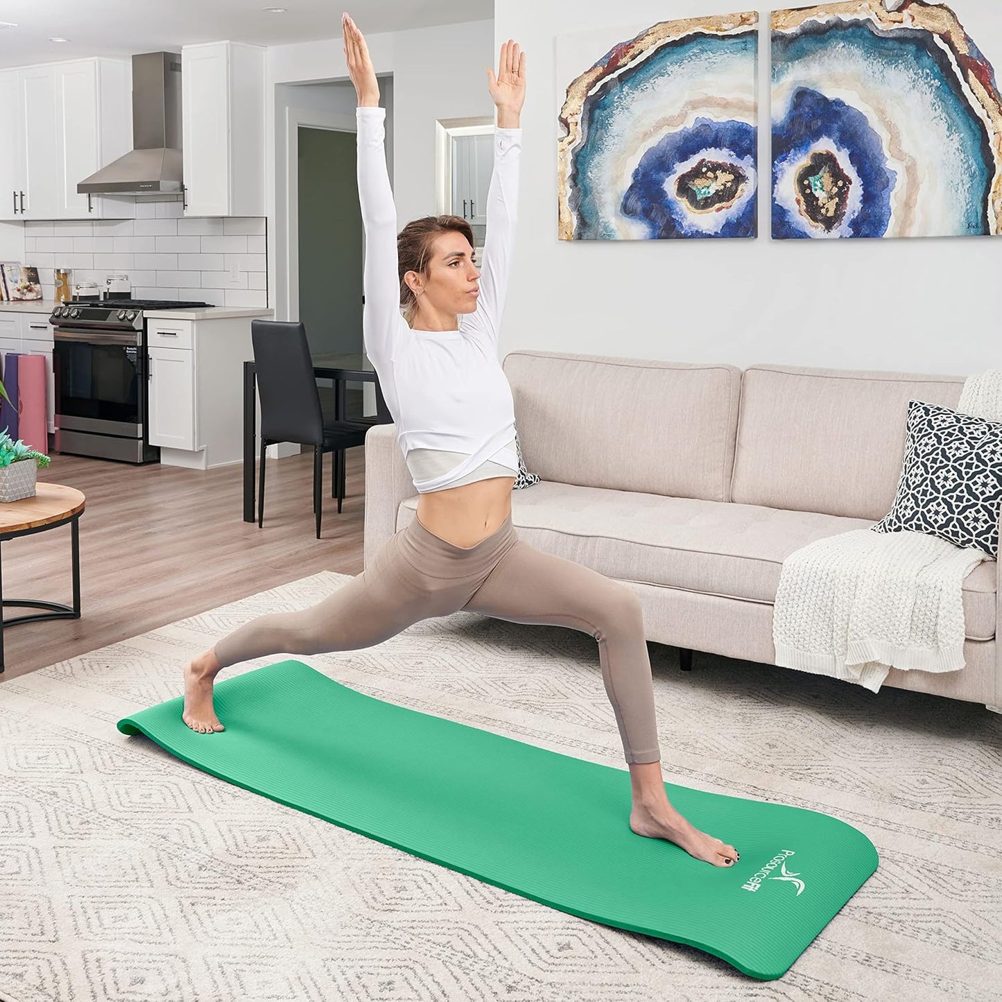 ProsourceFit Extra Thick Yoga and Pilates Mat ½” (13mm), 71-inch Long High Density Exercise Mat with Comfort Foam and Carrying Strap