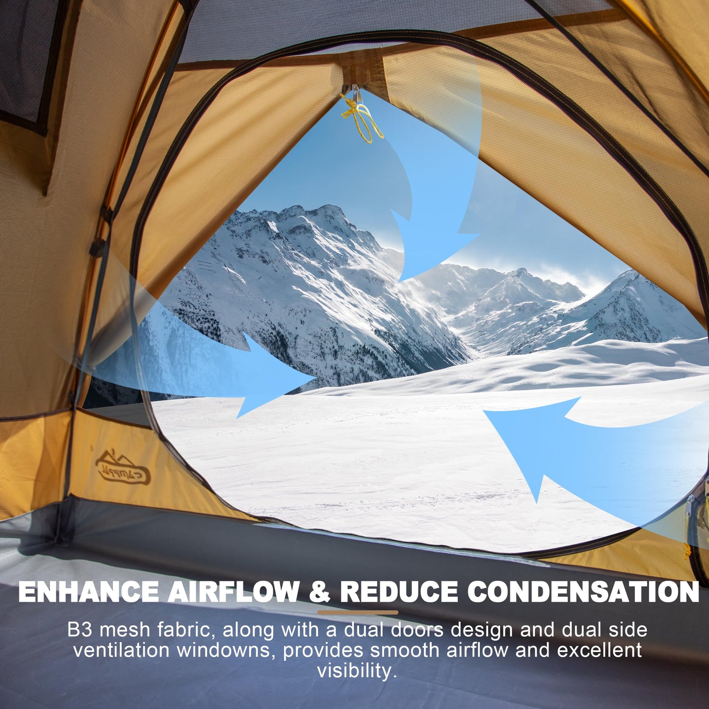 2 Person Backpacking Tent, Waterproof Windproof Two Person Tent, Lightweight Easy Setup 2 Man Tent for Camping, Hiking, Biking, Cycling, Motorbiking, Mountaineering - Khaki