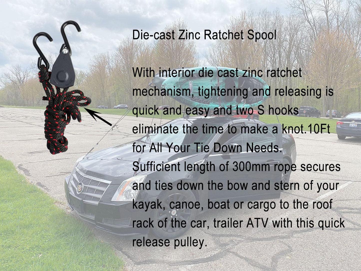 Kayak Roof Rack 2 Pairs Heavy Duty J-Bar Carrier Holder for Canoe, SUV, Cars, Truck, Surf Ski, Tie-Mount on Car Roof Top Crossbar for Trip - Includes 8 Pcs Ratchet, Set of 4