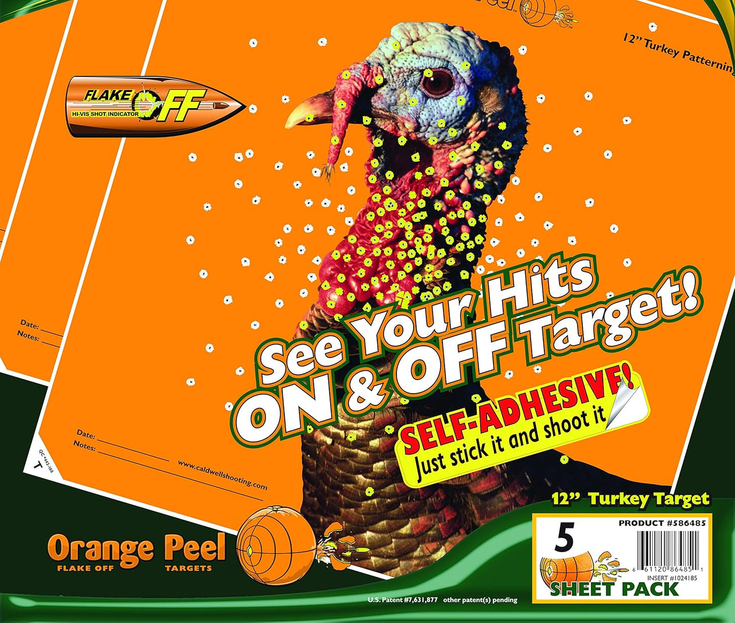 Caldwell Orange Peel Turkey Target with Flake Off Material and Strong Adhesive for Outdoor, Range, Shooting and Hunting