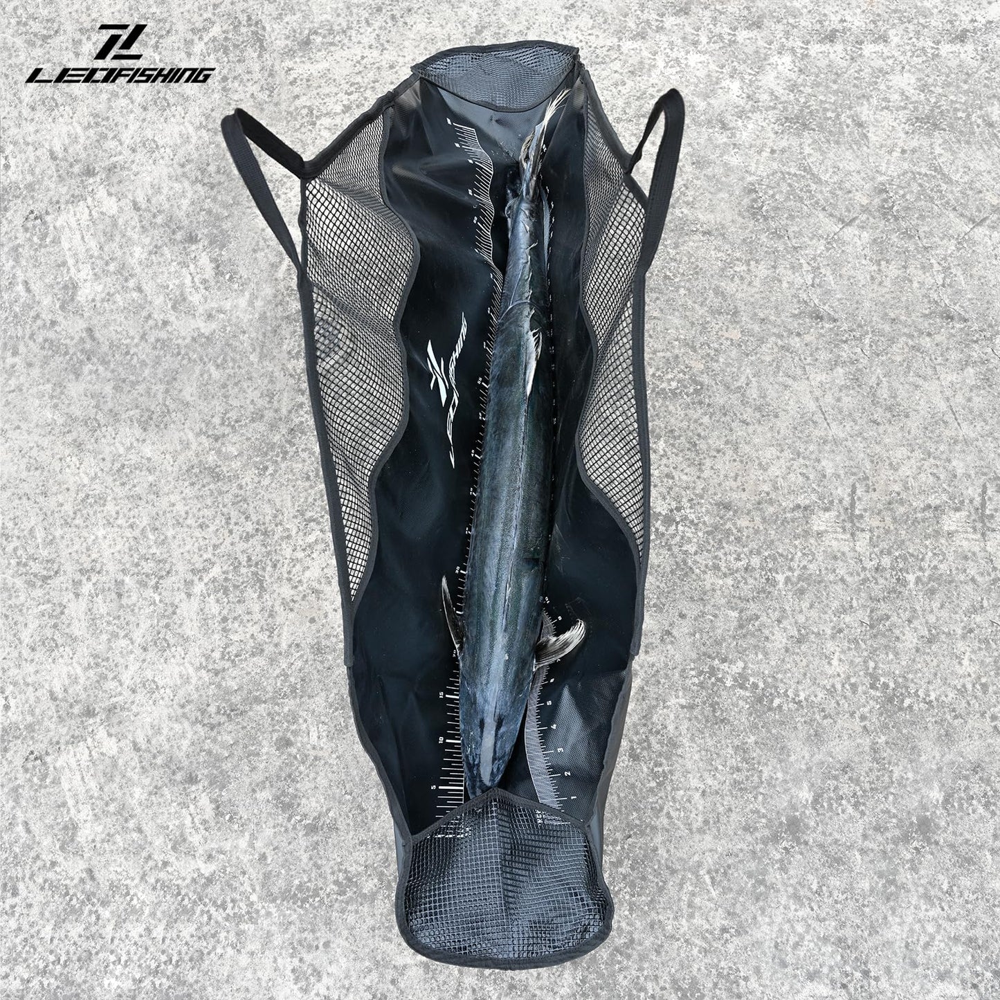 LEOFISHING Tournament Weigh-in Fish Bag - Folding Sling With Strong Nylon Handles and Ruler - Heavy Duty Bass Transport Bag