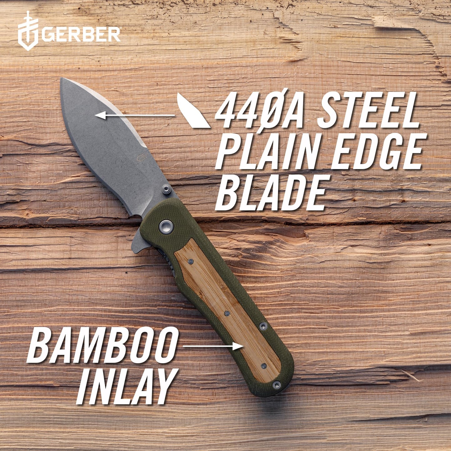 Gerber Gear Confidant EDC Pocket Knife, 3.2" Drop Point Plain Edge Folding Knife, Jade and Black Bamboo