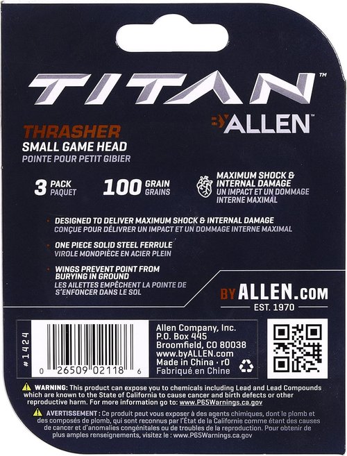 Allen Thrasher Small Game Arrow Head (Pack of 3)