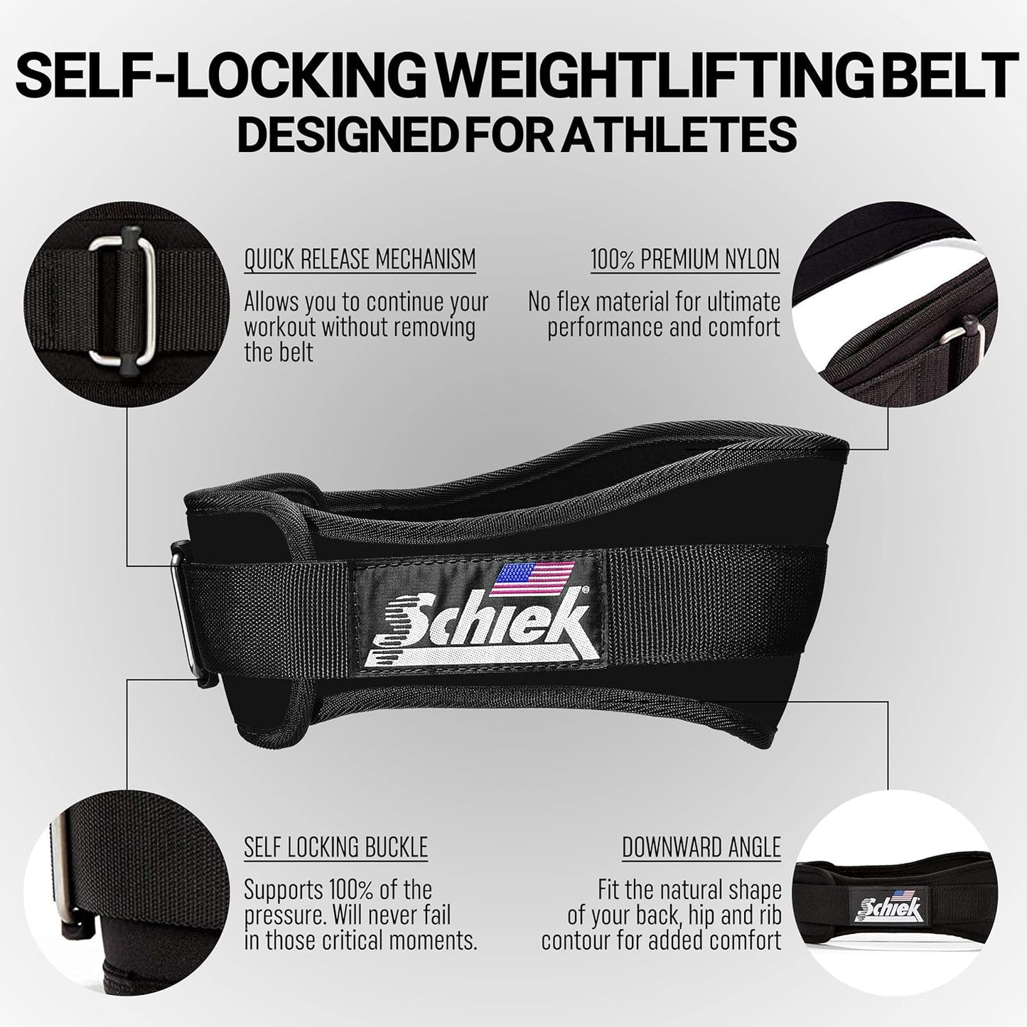 Schiek Sports 2004 Lifting Belt - Weight Lifting Belt for Women And Men - Neoprene Nylon Weight Belt