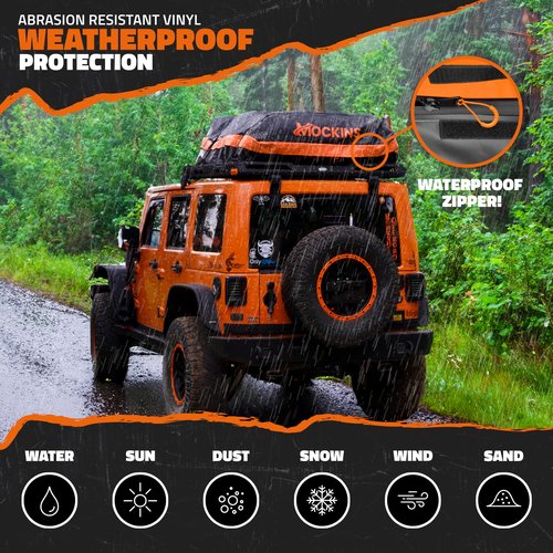 Mockins 30 CuFt Waterproof Rooftop Cargo Bag for Top of Car, SUV, Truck & Large Vehicles | 60"x43"x20" Vinyl Car Roof Bag for Use with or w/o Roof Rack | All-Weather Rooftop Cargo Carrier Set