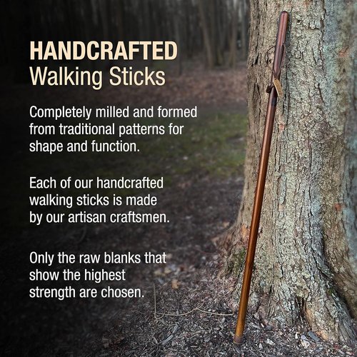 Brazos Handcrafted Wood Walking Stick, Pine, Trekker Style Handle, for Men & Women, Made in The USA