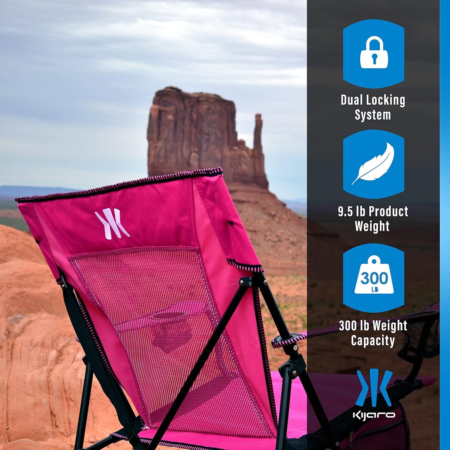 Kijaro Portable Camping Chairs - Enjoy the Outdoors with a Versatile Folding Sports Chair for Outdoor & Lawn - Dual Lock Feature Locks Position – Hallet Peak Gray