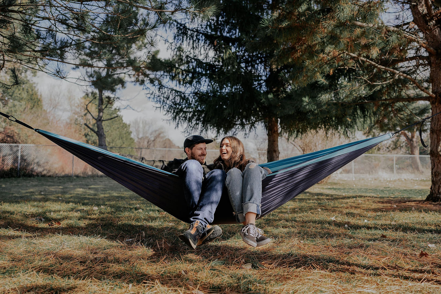 Stansport 30630-50 Double Nylon Hammock - Navy/Light Blue