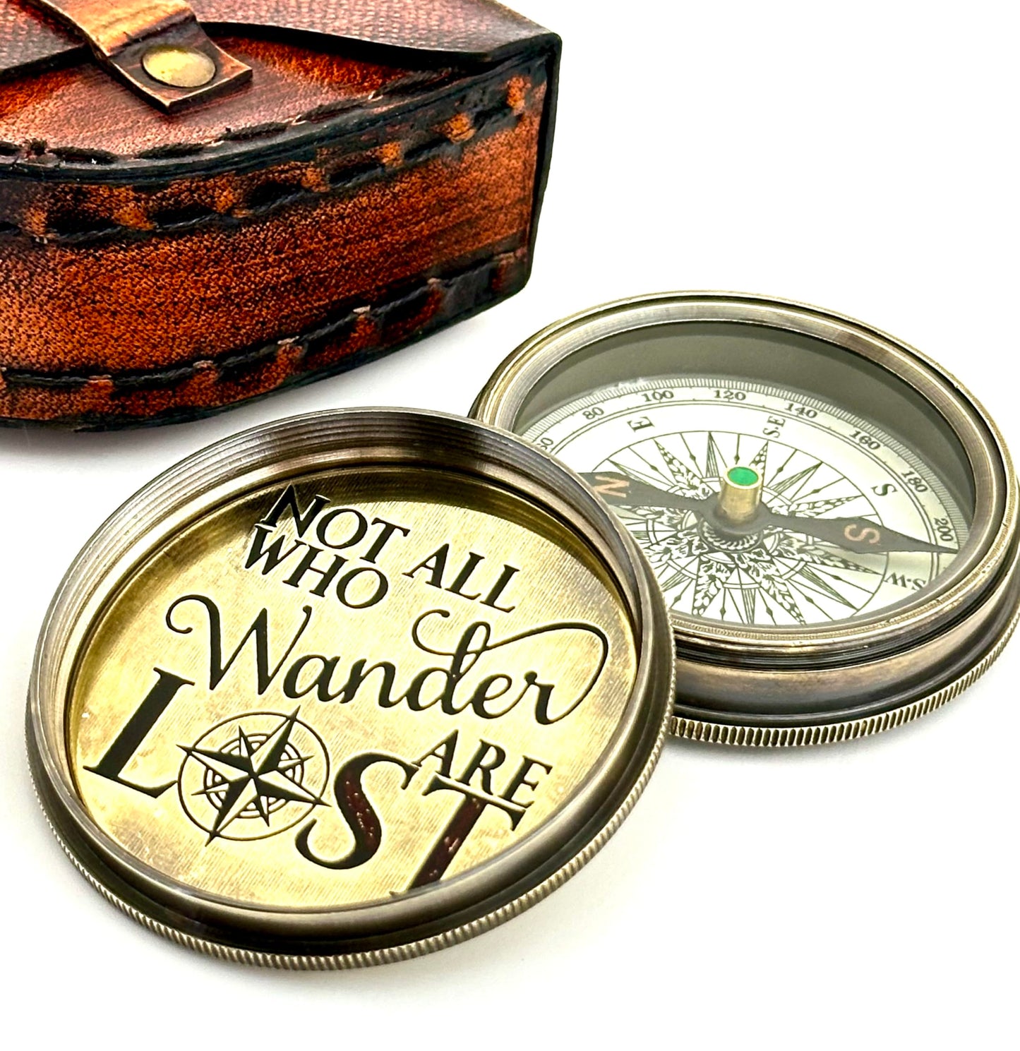 Unique Engraved Compass - NOT All Who Wander Are Lost - Men's Graduation Gift for Him, Dad, Husband