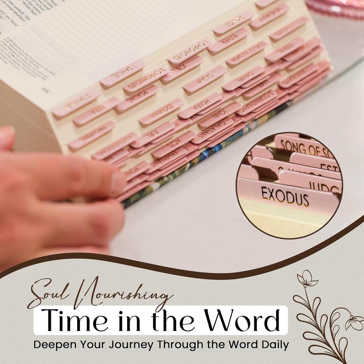 Bible Tabs for Women Study Bible, Embossed Matte Catholic Bible Tabs Gold, Laminated Bible Tabs, Bible Book Tabs w/Old & New Testament Neutral Bible Labels Tabs, Perfect Bible Study Supplies Oak