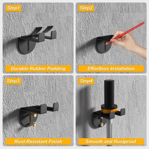 Olympic Barbell Hanger, Barbell Holder Wall Mount Black Powder Coated, Barbell Storage 1 Hook, Garage Gym Bar Wall Rack, Space Saving Commercial or Home Gym Accessory Holds Under 34mm Bar Size, 2PCS