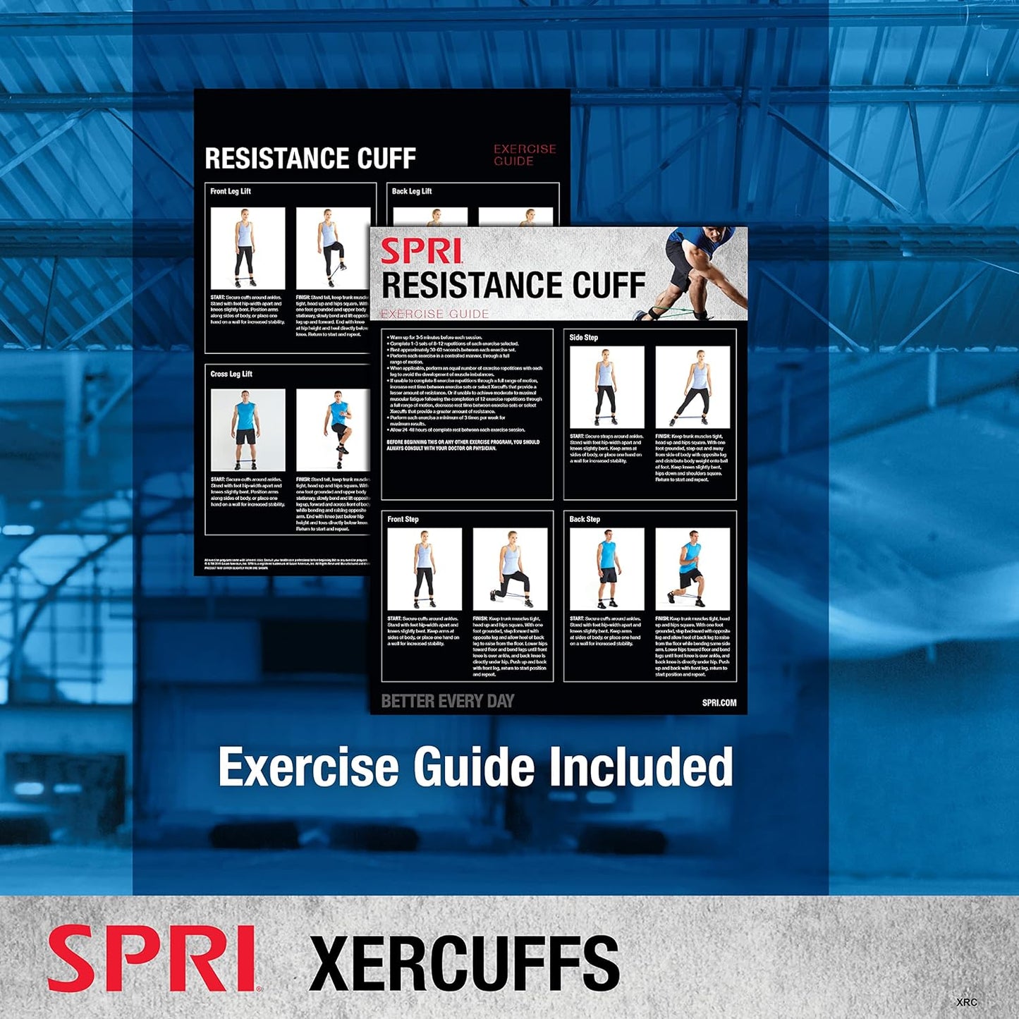 SPRI Xercuff Leg Resistance Band Exercise Cord with Non-Slip Padded Ankle Cuffs (All Bands Sold Separately) Portable for the Gym or At Home Workout Equipment