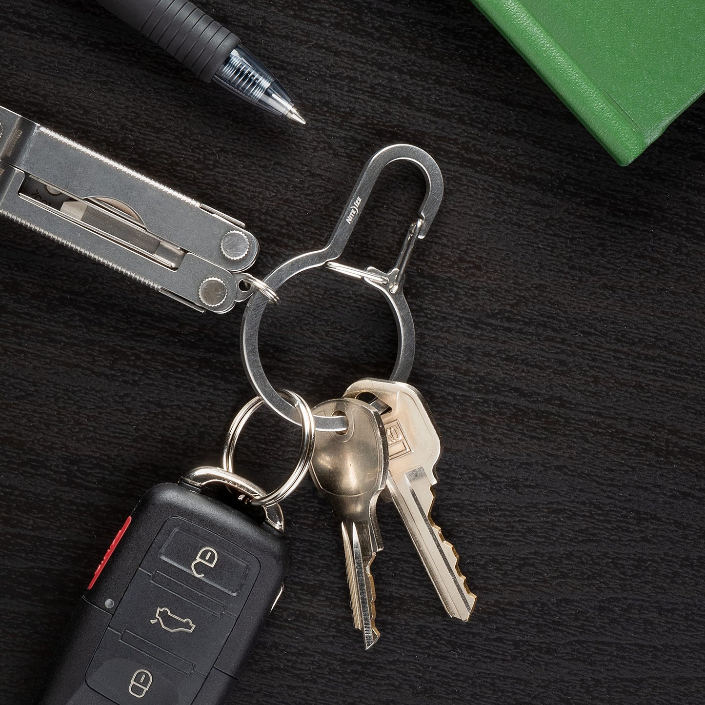Nite Ize DualPass Dual Chamber Key Ring, Split Ring Keychain Alternative for Home Car Keys