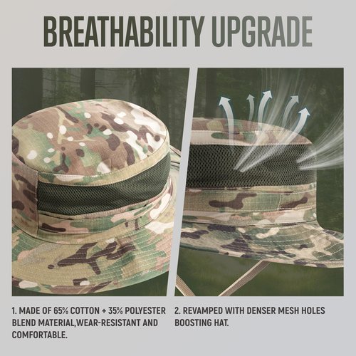 GLORYFIRE 2024 Update Boonie Hat Military Tactical Boonie Hats for Men Women Hunting Fishing Outdoor with Breathable Mesh Hole Camo