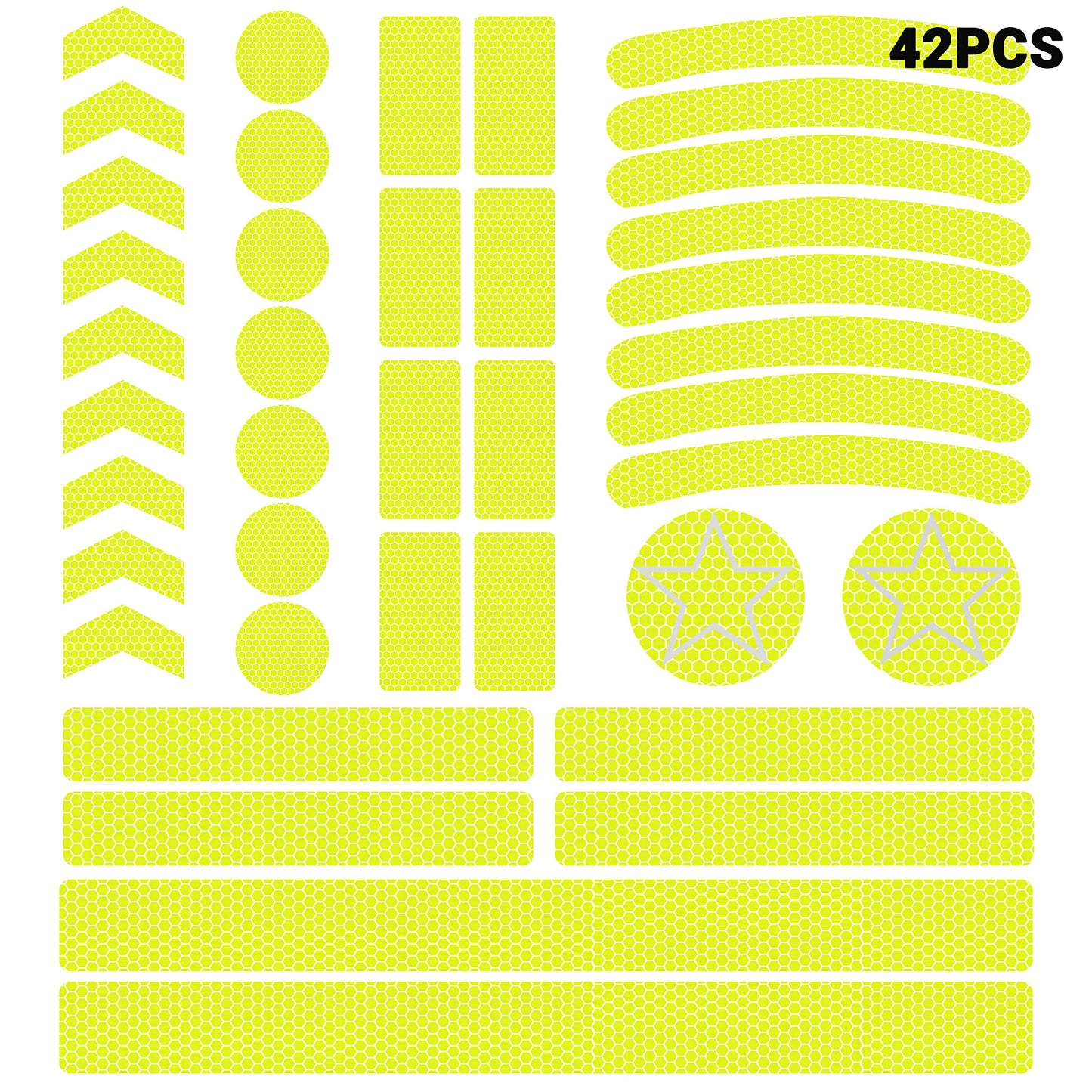 Himiway 42 Pcs Yellow/Grey Bike Reflective Stickers Outdoor Waterproof Bicycle Reflective Tape Night Safety Warning Reflective Decals for Bike, Wheelchairs, Motorbike, Helmet, Scooter, Hard Hat etc.