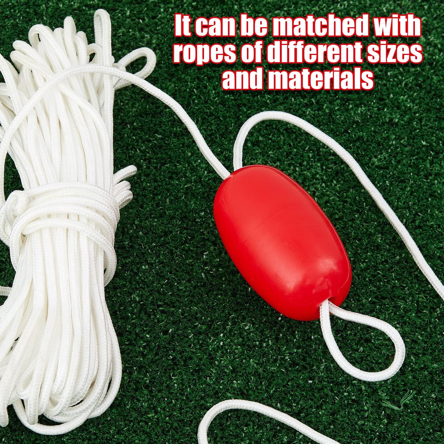 Lewtemi 8 Pcs Buoys Floats Rope Floats Marine, 4.72'' x 2.75'', 3/5'' Hole Deep Water Fishing Marker Buoys Bulk for Boats Swimming Kayak Crabbing Trail Dock Pool (Red)