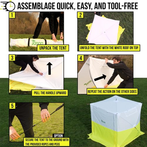 JAX3 | Professional Work Tent | Pop Up | UV50+| 6,2x6,2x7,05 Ft | Instant Quick and Easy Tool-Free Setup | Waterproof | Slicing, Commercial Tent, Fiber Optic for Heavy-Duty Use