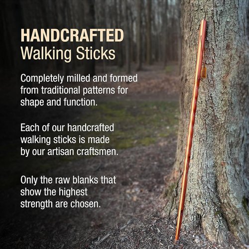 Brazos Handcrafted Wood Walking Stick, Twisted Cedar, Backpacker Style Handle, for Men & Women, Made in The USA