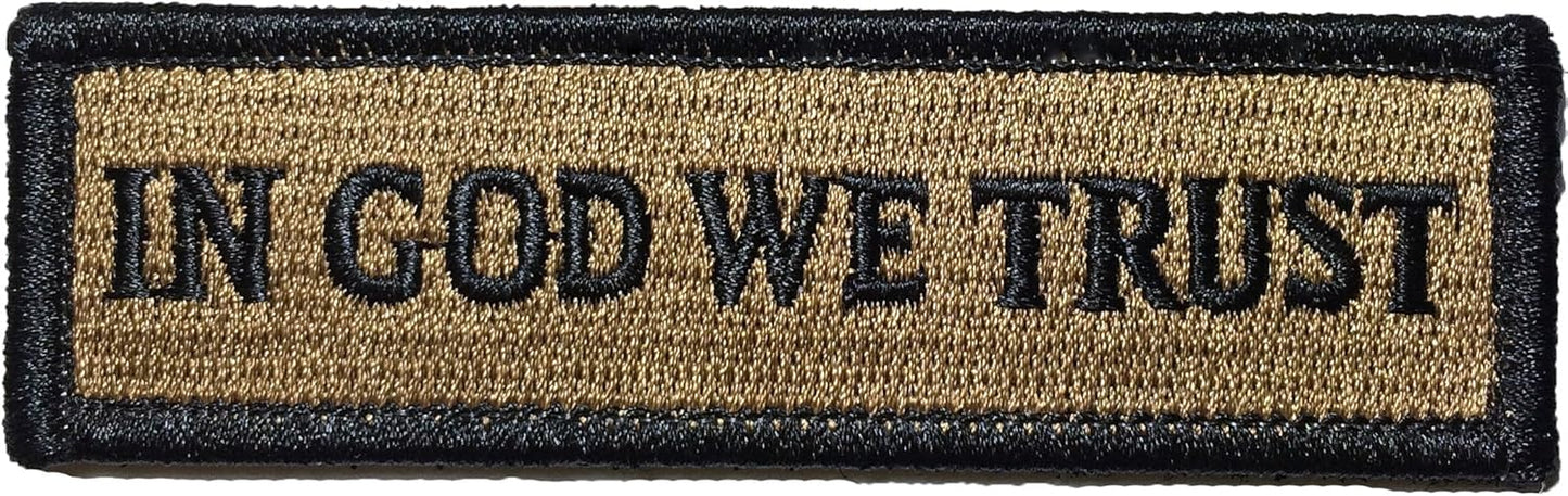 Tactical in GOD WE Trust Morale Tab Patch 1"x3 3/4" - Coyote Tan - by Ranger Return (RR-TACT-IGOD-00WE-TRST-0TAB-COYT)
