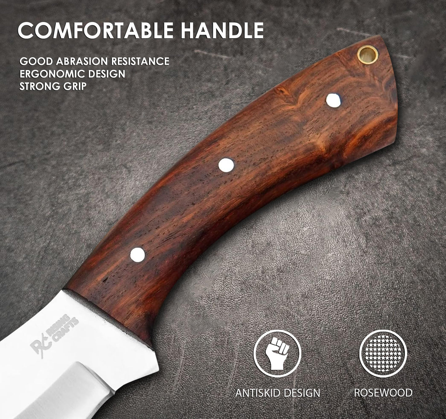 RISING CRAFTS 10 Inch Stainless steel Nessmuk Knife, Handmade Knife, Full Tang Knife, Survival Knife, Hunting Knife, EDC Knife, Fixed Blade Knife With Sheath For Camping, Survival, Bushcrafting.