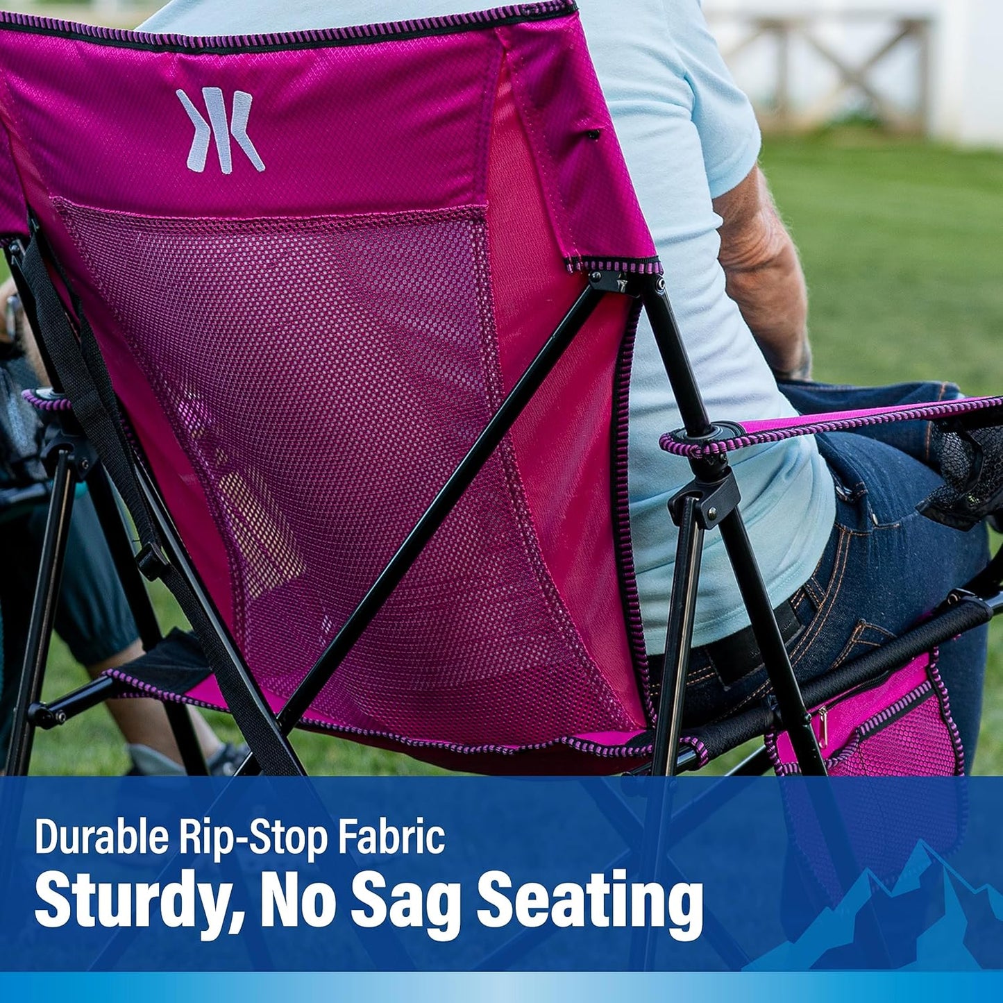 Kijaro Enjoy Versatile Folding Sports, Outdoor Chair & Lawn Chair, Dual Lock Feature, Maldives Blue (Hard Arm)
