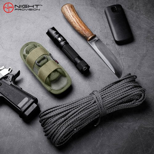 TH1 Tactical Flashlight Holster Duty Belt Pouch Open-end Stretchable Rotatable Clip 360 Degree Holder for Police Military Security Belt (Olive Green)