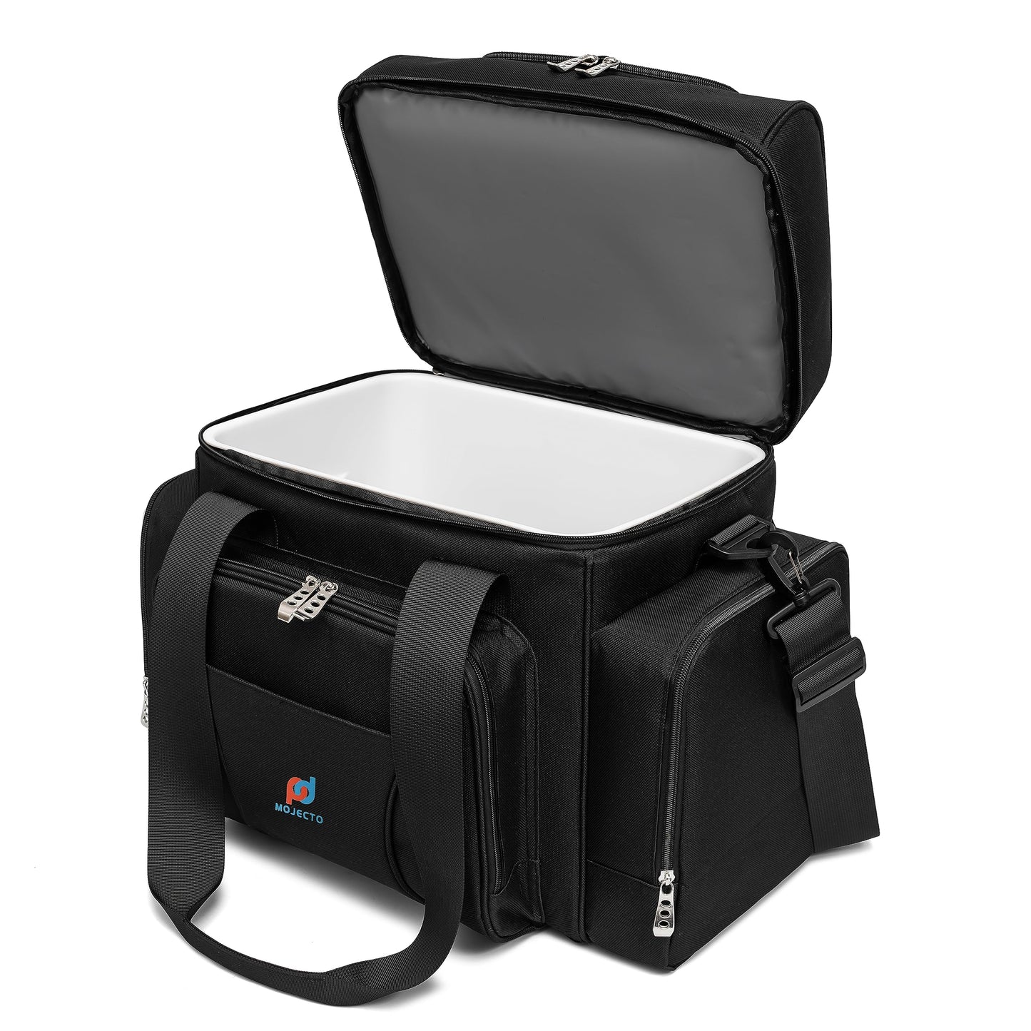 Extra Large Cooler Bag (15x12.5x9 in) with Leakproof Hard Liner. Two Insulated Compartment, Heavy Duty Fabric, Thick Insulation, Reinforced Stiches, Multiple Pockets, Durable Zipper.