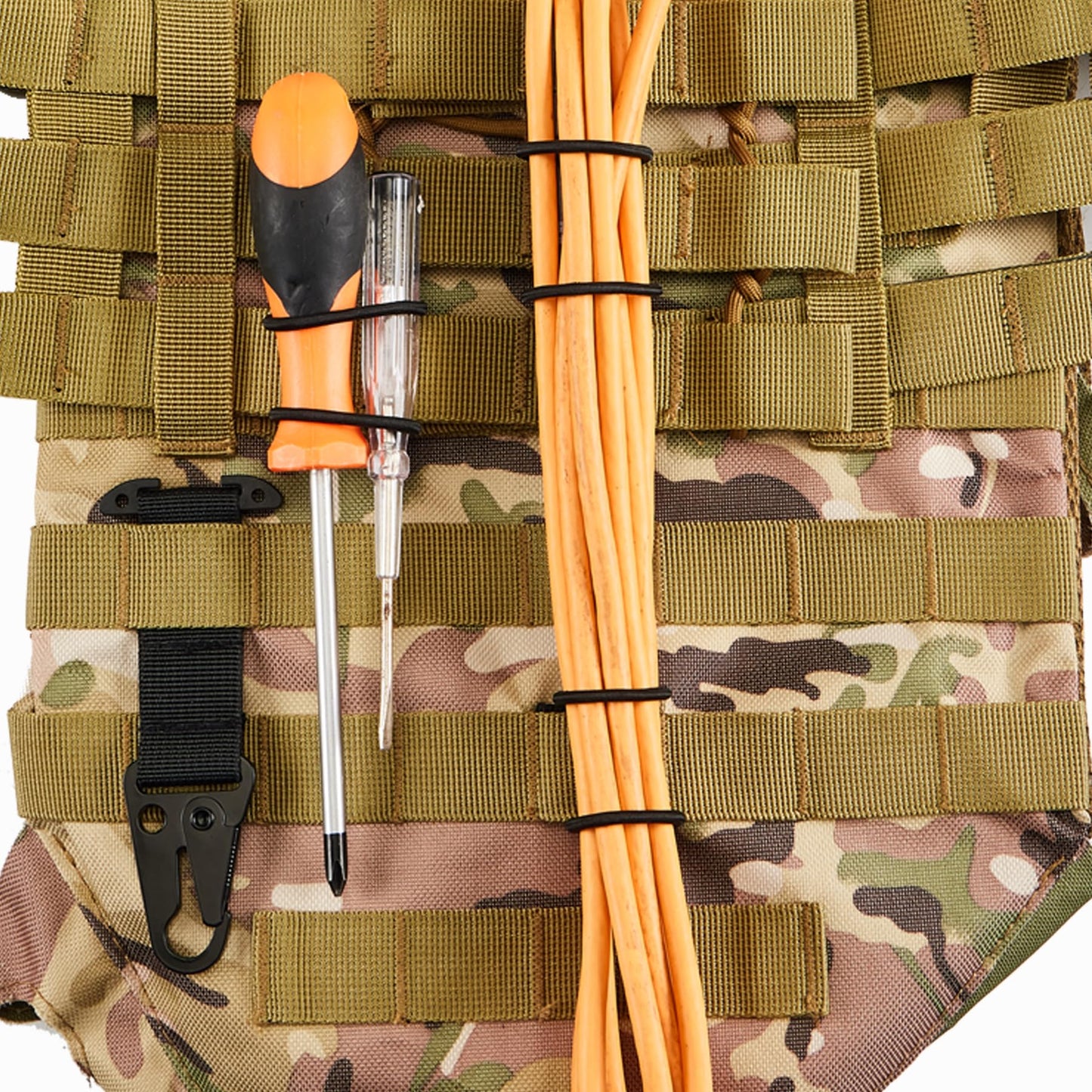 15 Pack Molle Attachments, Molle Webbing Binding Ribbon, Tactical Gear Holder Clip, Backpack Accessories, Molle Web Dominator Elastic Strings Buckle, Multipurpose Tactical Bag Accessories (Black)