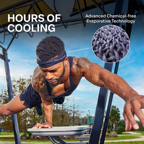 COLD FACTOR Instant Cooling Headband 3 Pack (Gray) | Advanced Chemical-Free Evaporative Cooling Technology |2+ Hours of Cooling | Ideal for Sports, Yoga, Outdoor Activities Like Hiking & Golf