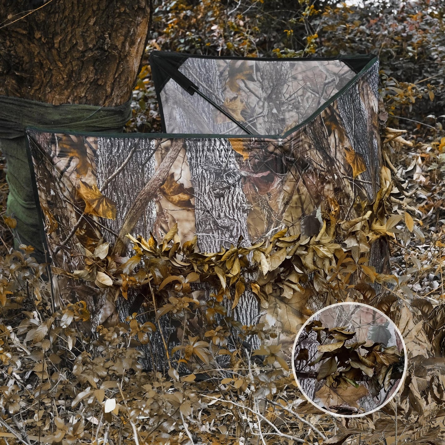 WTVIDAS Hunting Blind for Turkey, 3-Panel Portable Ground Blinds Silent Quick Setup Pop-Up Design for Deer Turkey Duck Hunting Accessory