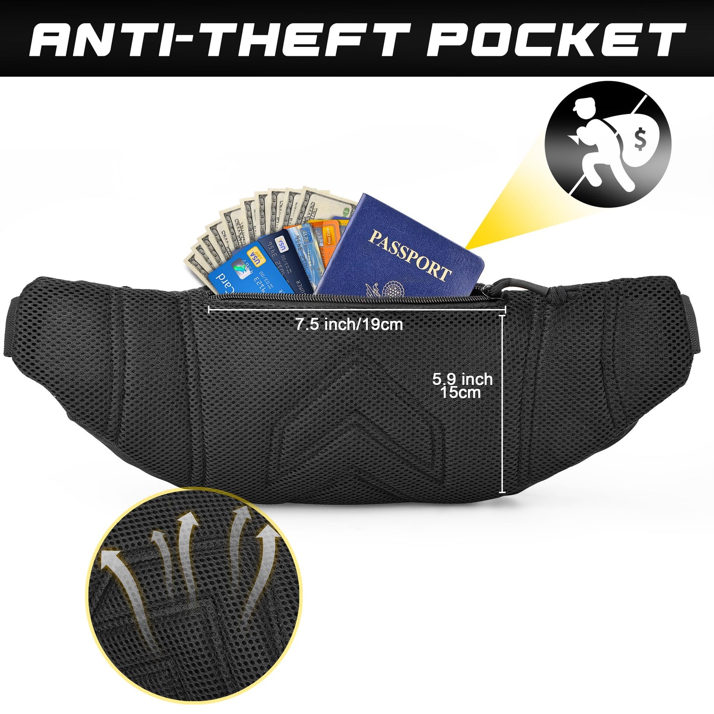 JIPIMON Tactical Fanny Pack for Men, 1000D Nylon Heavy Duty Concealed Carry Waist Bag with Universal Pistol Holster