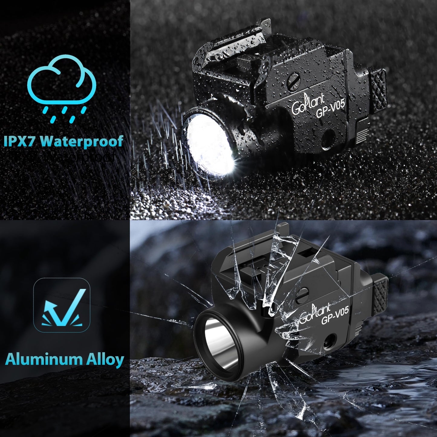 1500 Lumens Aircraft-Grade Aluminum Compact Pistol Flashlight, Picatinny Flashlights Laser Weapon Light, Subcompact Tactical Pistol Lights,Green Laser Light Combo for Handgun, Rechargeable Gun Light